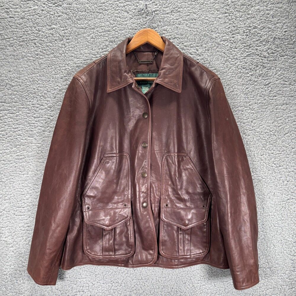 Lauren Ralph Lauren Brown Leather Jacket Women's Size 2X - Picture 1 of 12